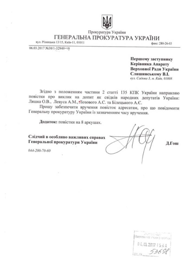 ГПУ вызвала на допрос четырех депутатов Рады