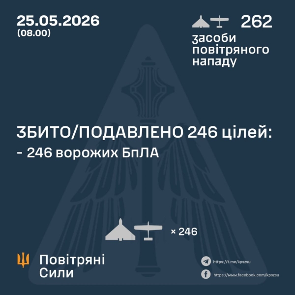 Близько 260 безпілотників ворога атакували Україну вночі: скільки &laquo;зловила&raquo; та&nbsp;скільки &laquo;пропустила&raquo; ППО